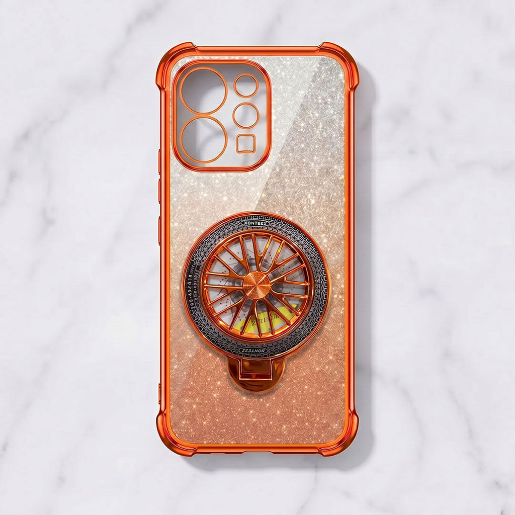 Vivo V70 5G Stress Buster Wheel Rotating Shimmer Airbag Cosmic Orange Case