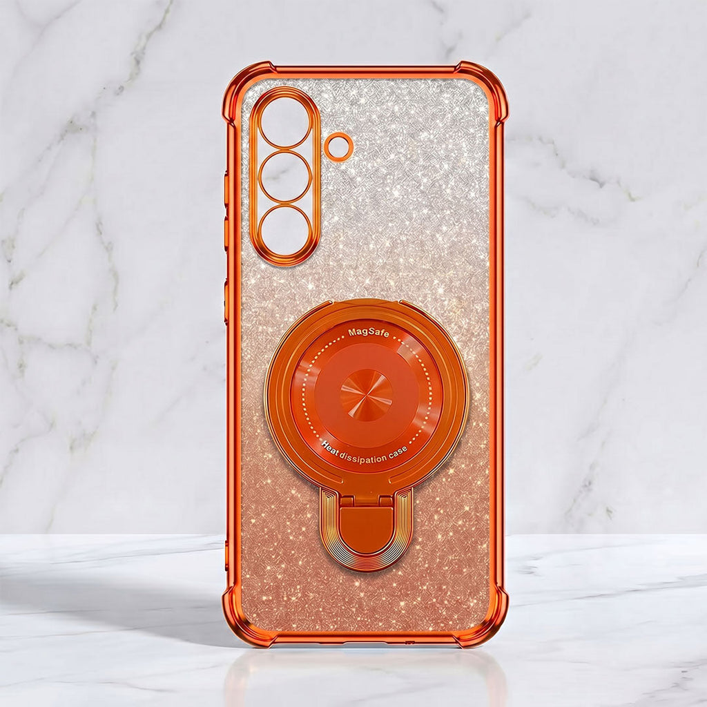 Samsung Galaxy A36 5G Invincible Bracket Ring Stand Shimmer Airbag Cosmic Orange Case