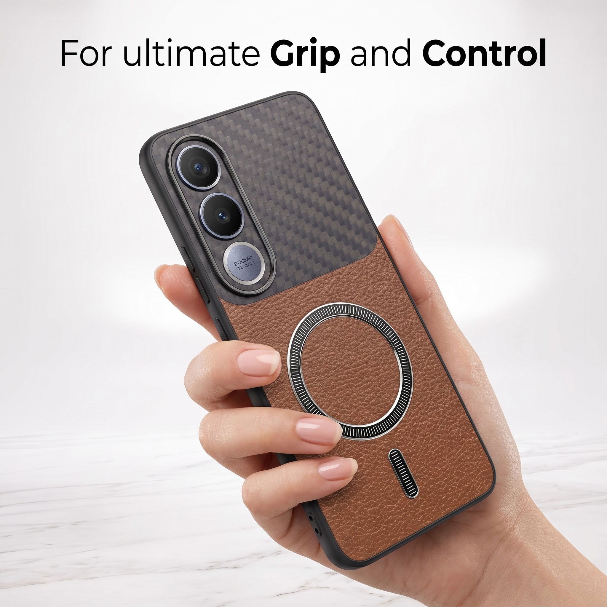 Vivo V70 FE 5G Carbon Fiber Leather Hybrid MagSafe Magnetic Case