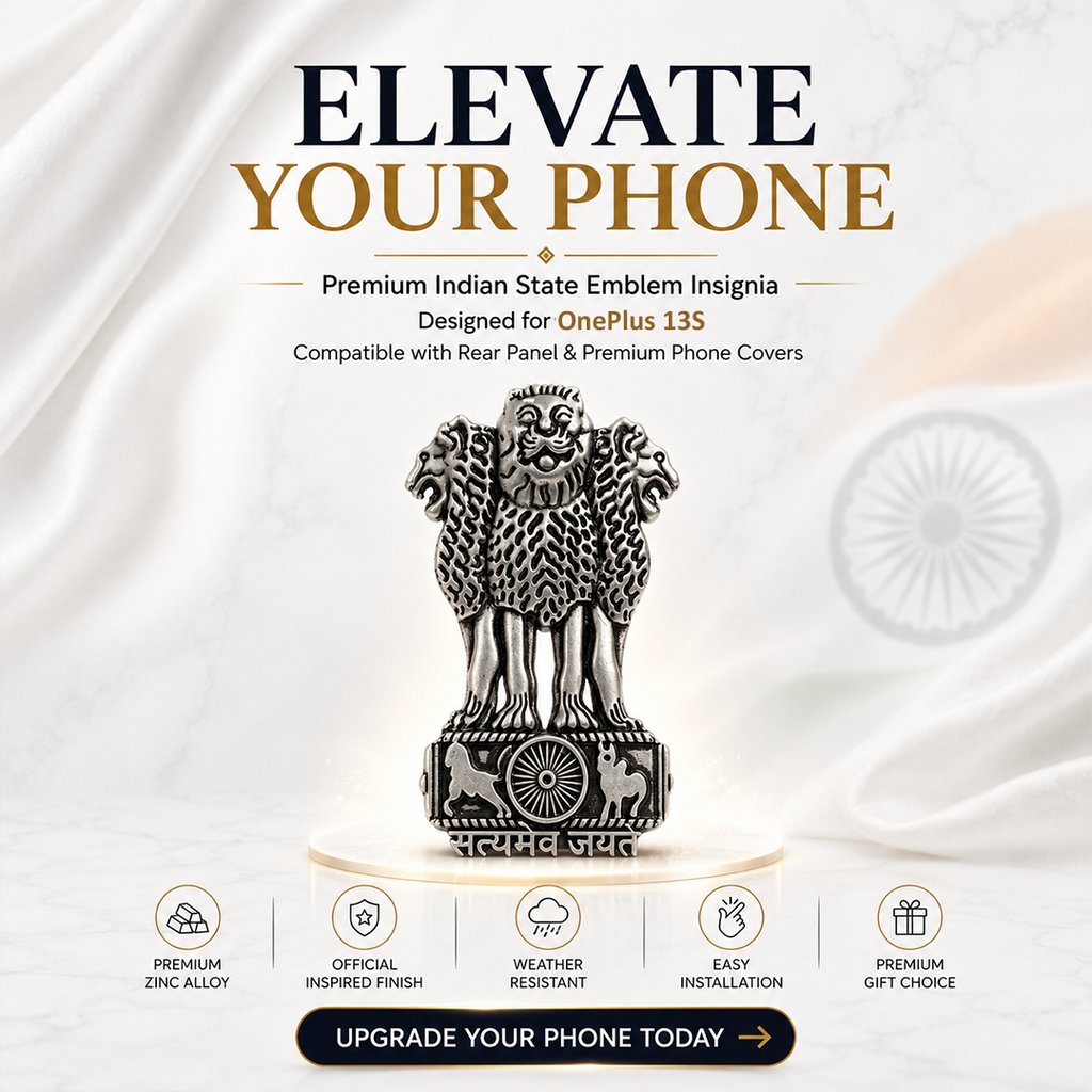 OnePlus 13s 5G Compatible Satyamev Jayate 3D Metal Emblem Sticker