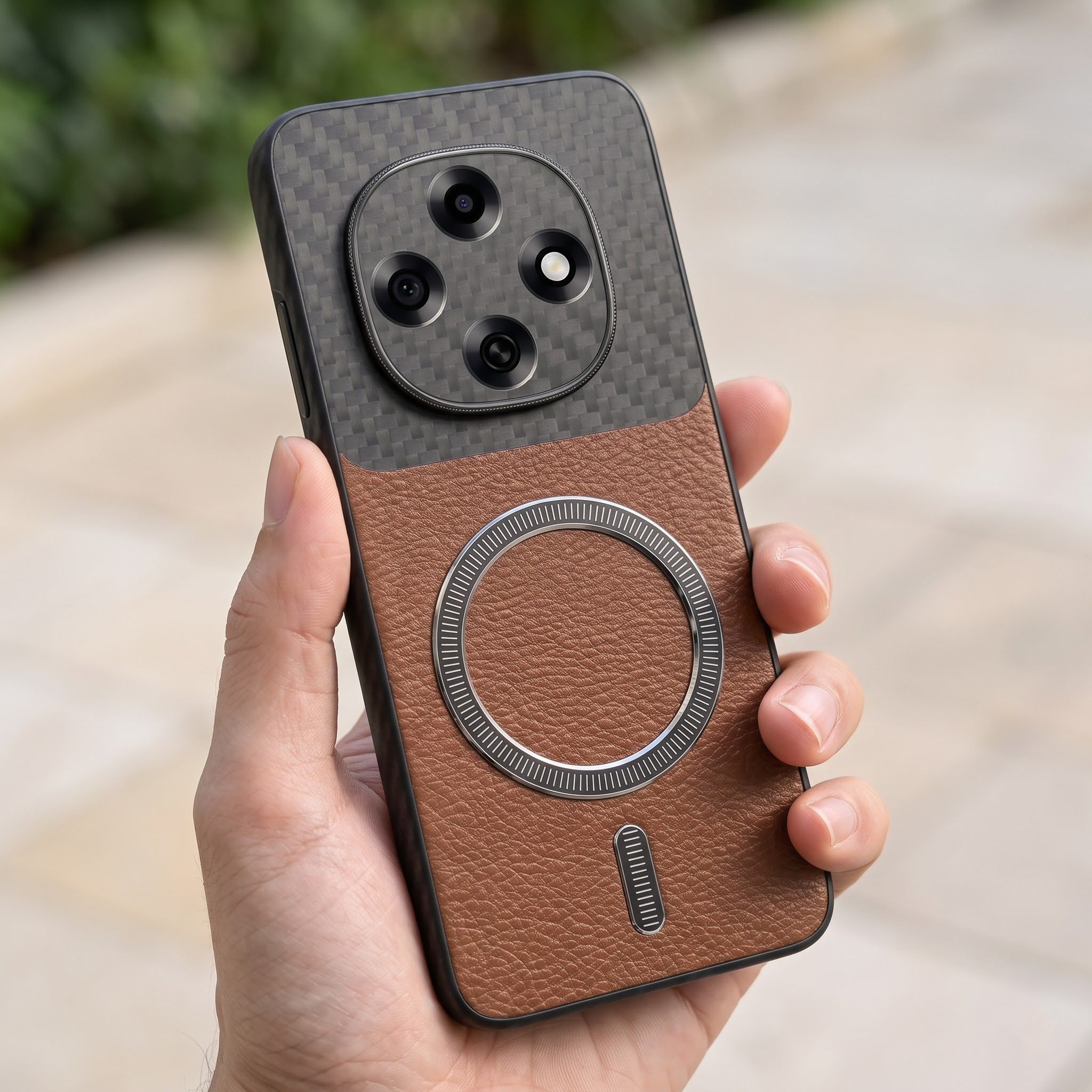 Oppo F31 Pro 5G Carbon Fiber Leather Hybrid MagSafe Magnetic Case