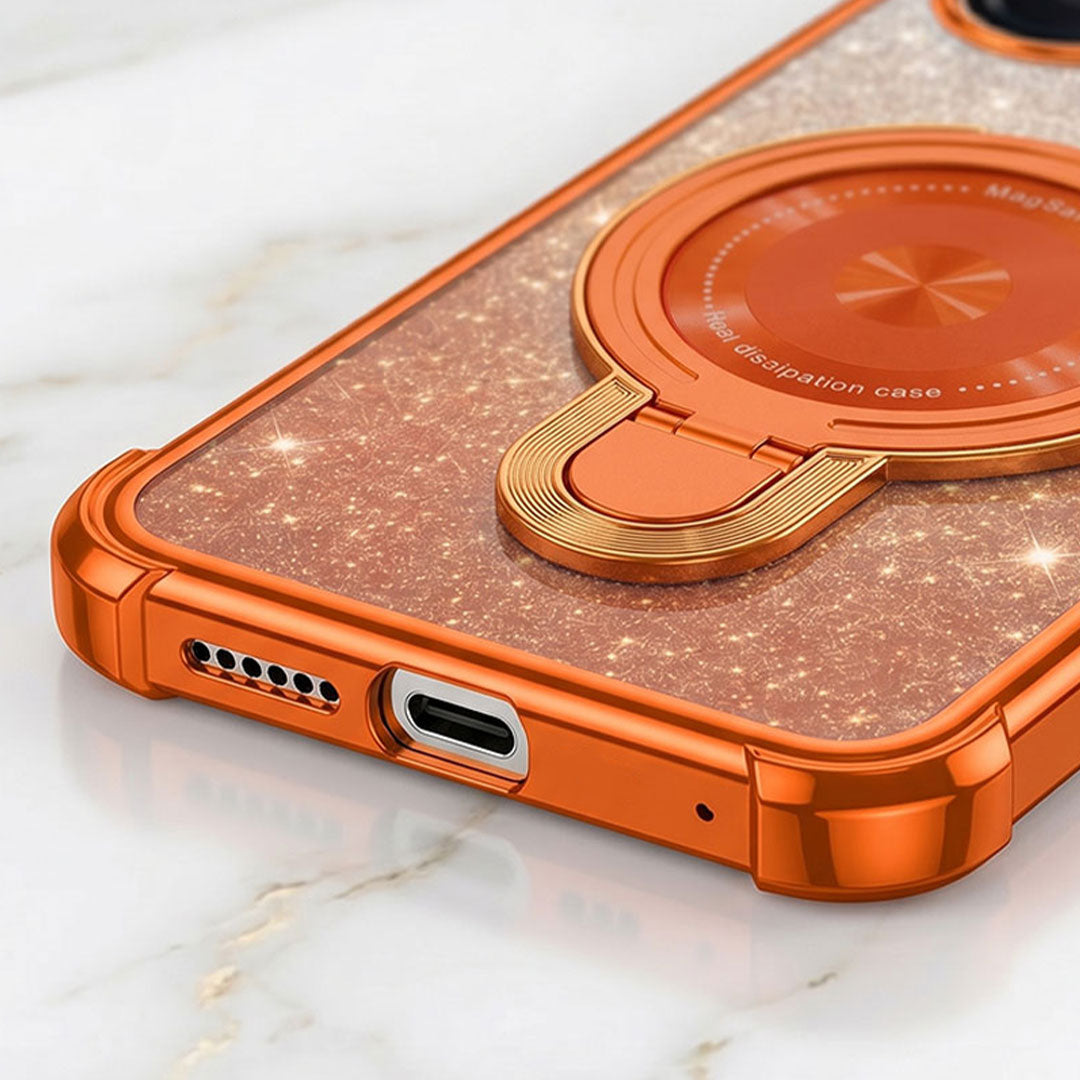 Motorola Edge 60 Pro 5G Invincible Bracket Ring Stand Shimmer Airbag Cosmic Orange Case