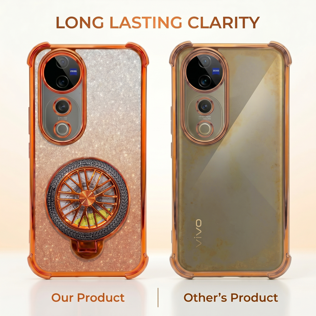 Vivo V40 Pro 5G Stress Buster Wheel Rotating Shimmer Airbag Cosmic Orange Case