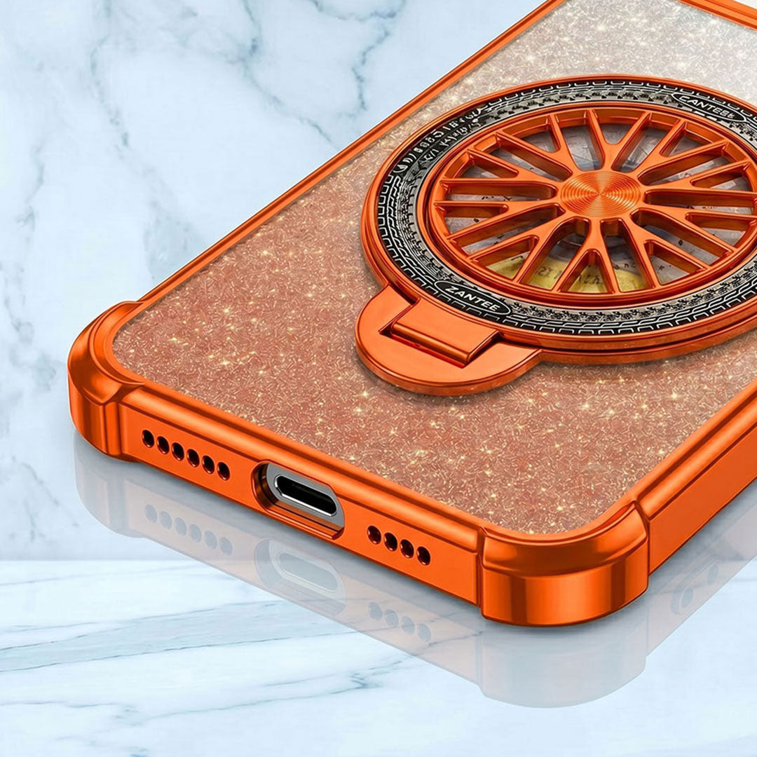 Samsung Galaxy A36 5G Stress Buster Wheel Rotating Shimmer Airbag Cosmic Orange Case