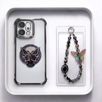 Oppo Reno 14 5G Transparent Airbag Butterfly Stand Case with Charm Strap