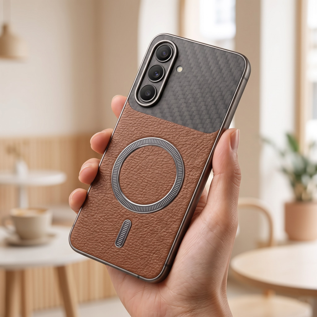 Samsung Galaxy A37 5G Carbon Fiber Leather Hybrid MagSafe Magnetic Case
