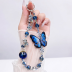 Vivo V60 5G Transparent Airbag Butterfly Stand Case with Charm Strap