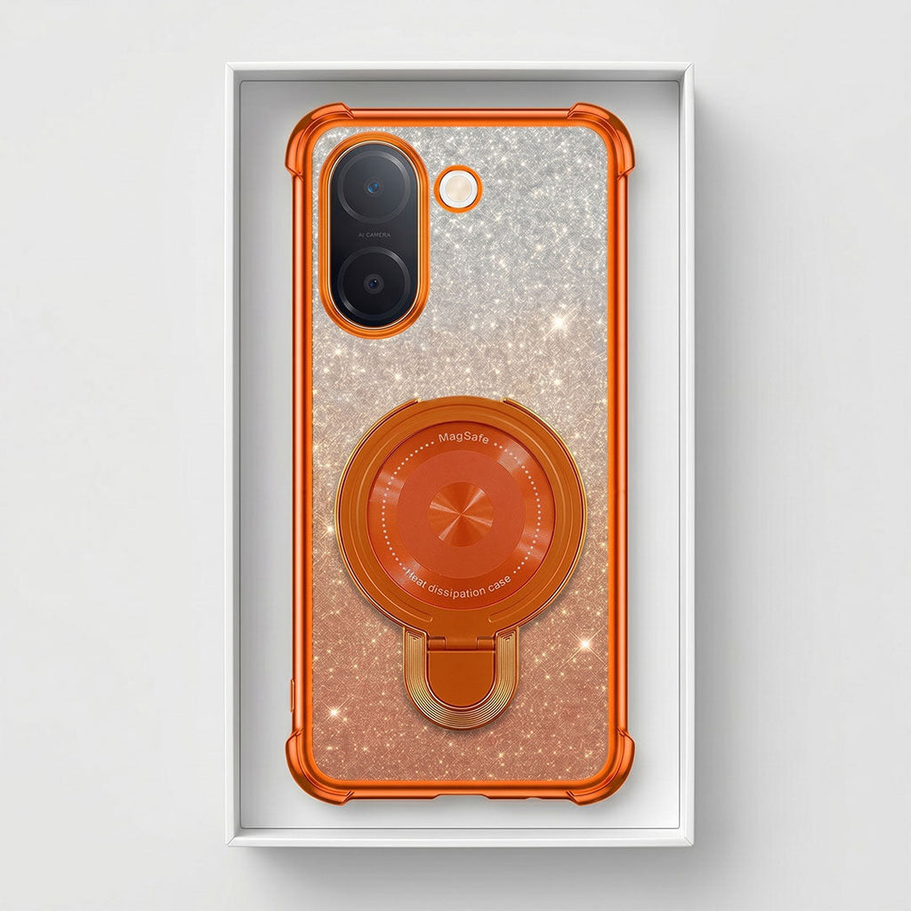 Vivo V60e 5G Invincible Bracket Ring Stand Shimmer Airbag Cosmic Orange Case