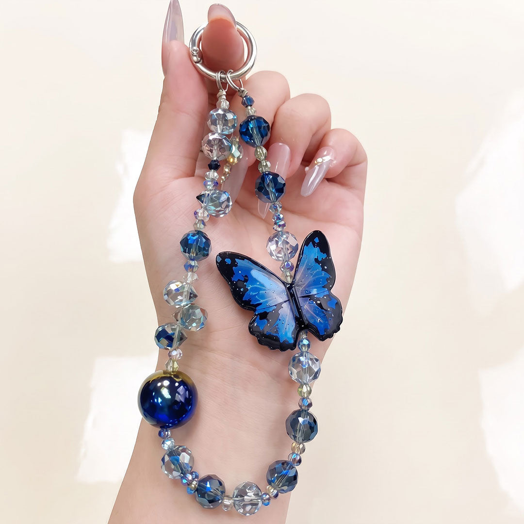 Vivo V60e 5G Transparent Airbag Butterfly Stand Case with Charm Strap
