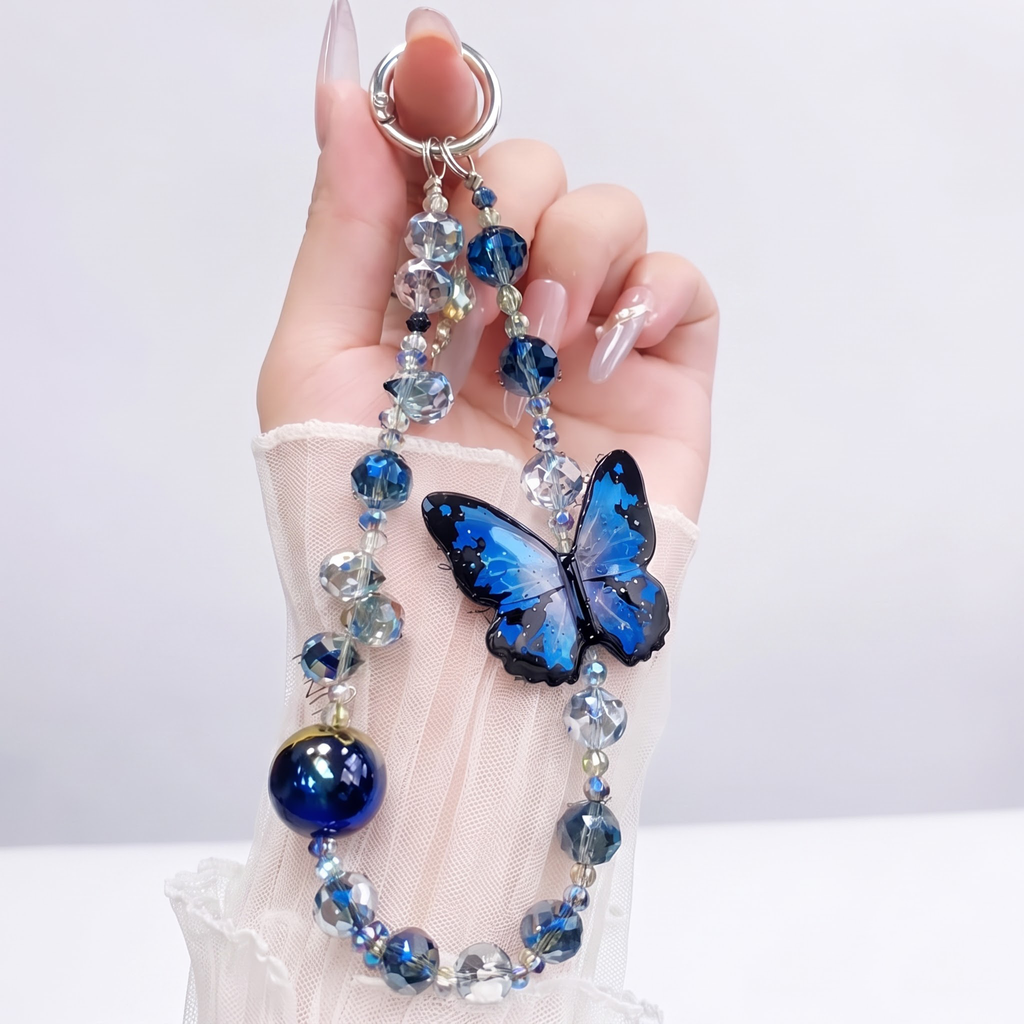 Oppo Reno 15 5G Transparent Airbag Butterfly Stand Case with Charm Strap