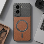 Vivo T5 Pro 5G Carbon Fiber Leather Hybrid MagSafe Magnetic Case