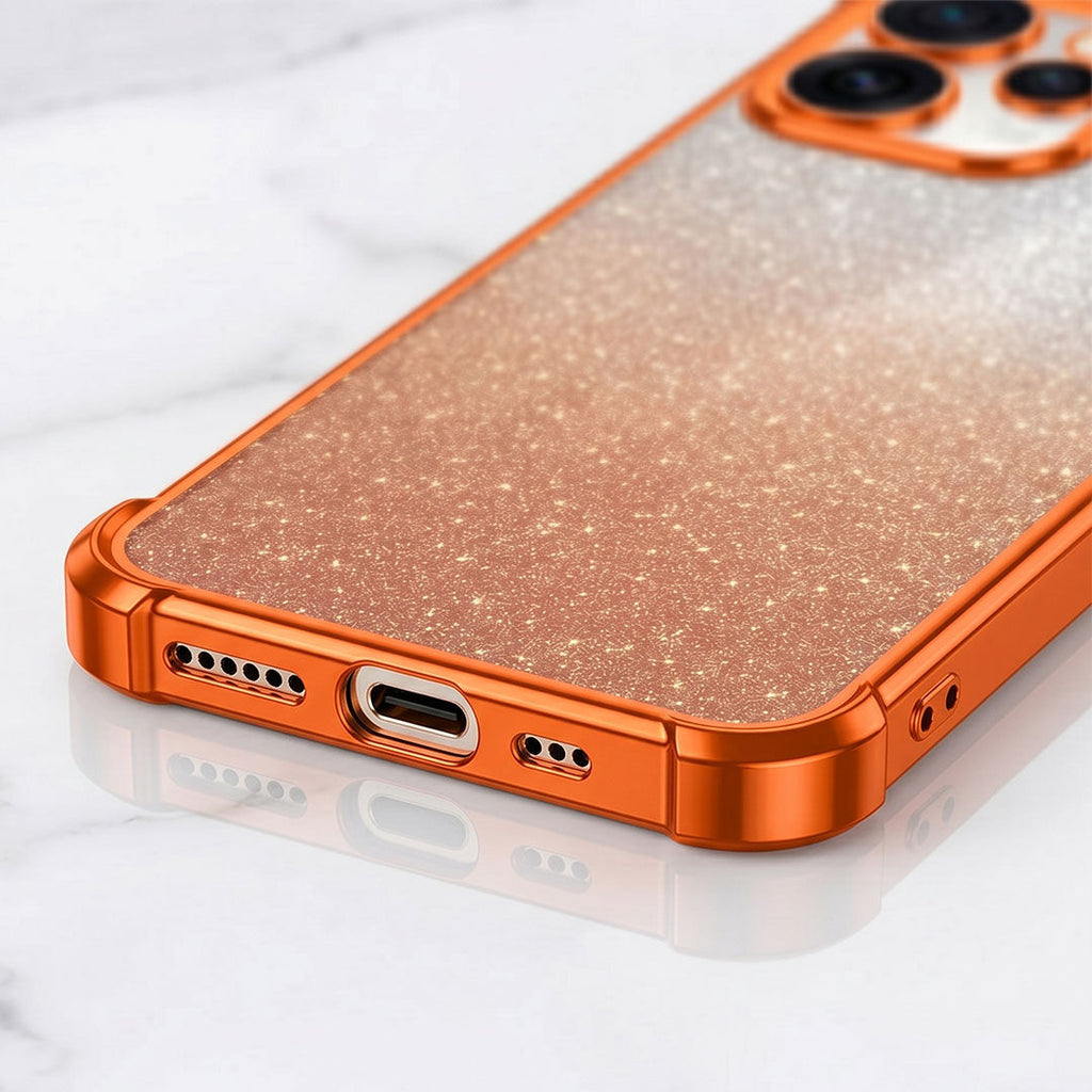 Oppo Reno 15 Pro Mini 5G Luxury Shockproof Shimmer Airbag Cosmic Orange Case
