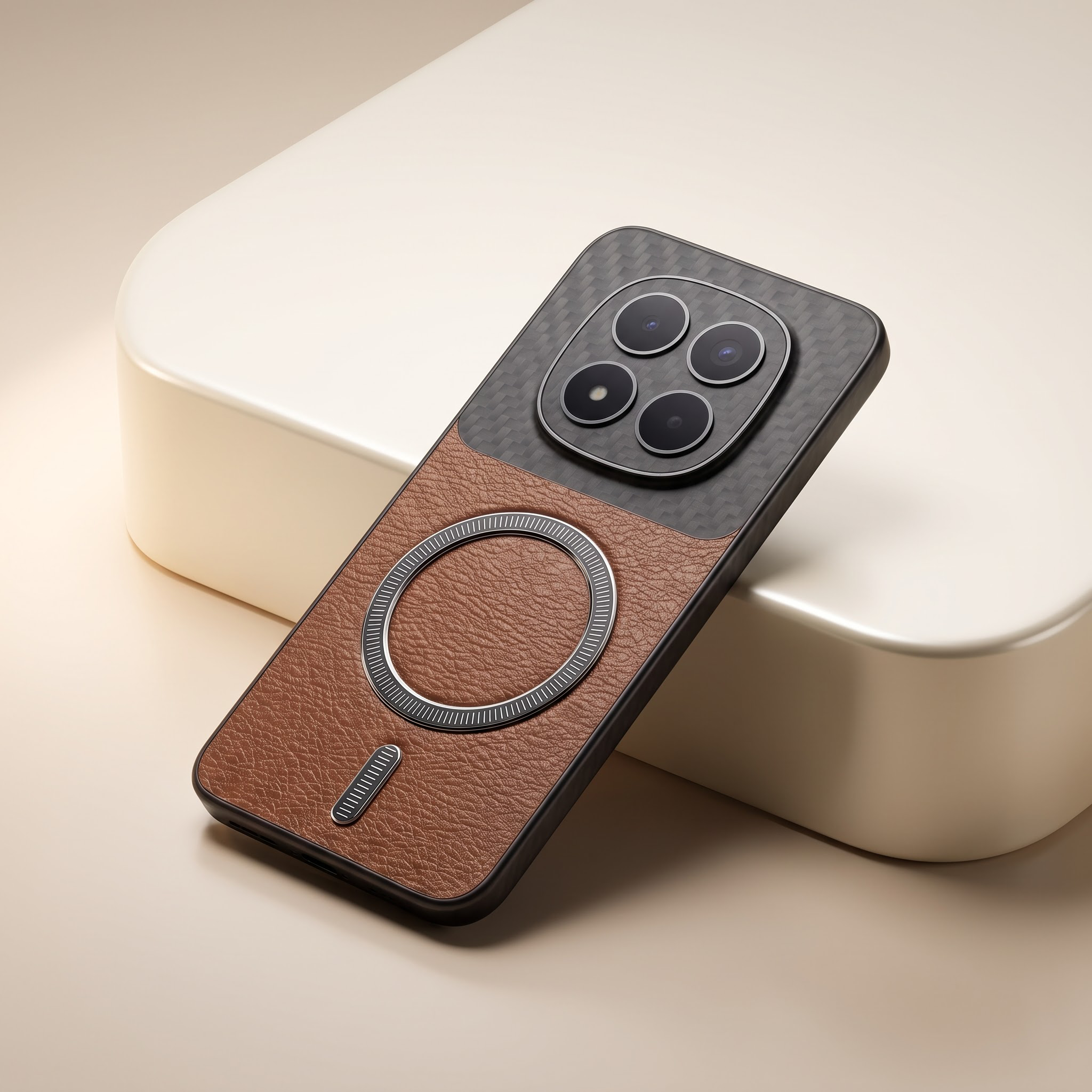 Redmi Note 15 Pro+ 5G Carbon Fiber Leather Hybrid MagSafe Magnetic Case