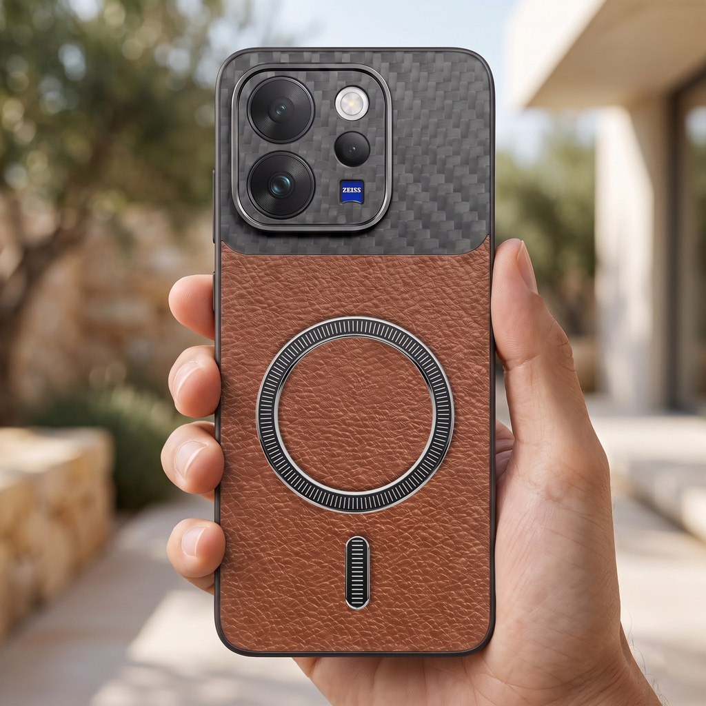 Vivo V70 5G Carbon Fiber Leather Hybrid MagSafe Magnetic Case