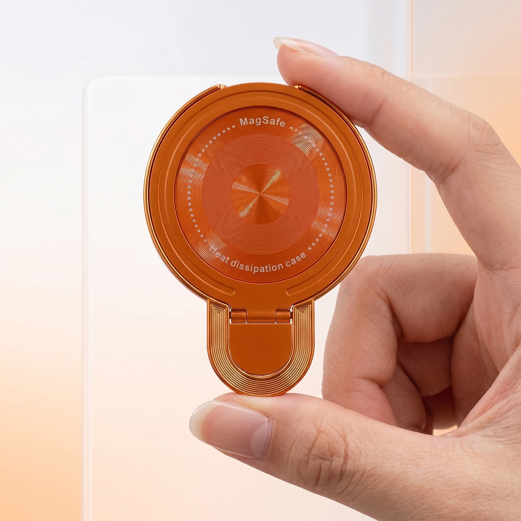 Oppo Reno 14 5G Invincible Bracket Ring Stand Shimmer Airbag Cosmic Orange Case