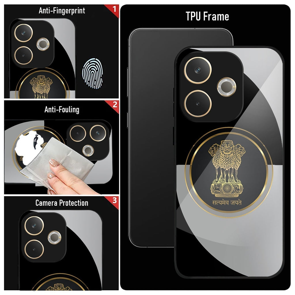 Oppo A5 Pro 5G Premium Acrylic Shockproof Glass Back Case (Satyamev Noir)