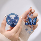 Vivo V70 FE 5G Transparent Airbag Butterfly Stand Case with Charm Strap