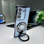 Vivo V27 5G Original Luxury Magnifier Ring Stand Shockproof Airbags Corner Case