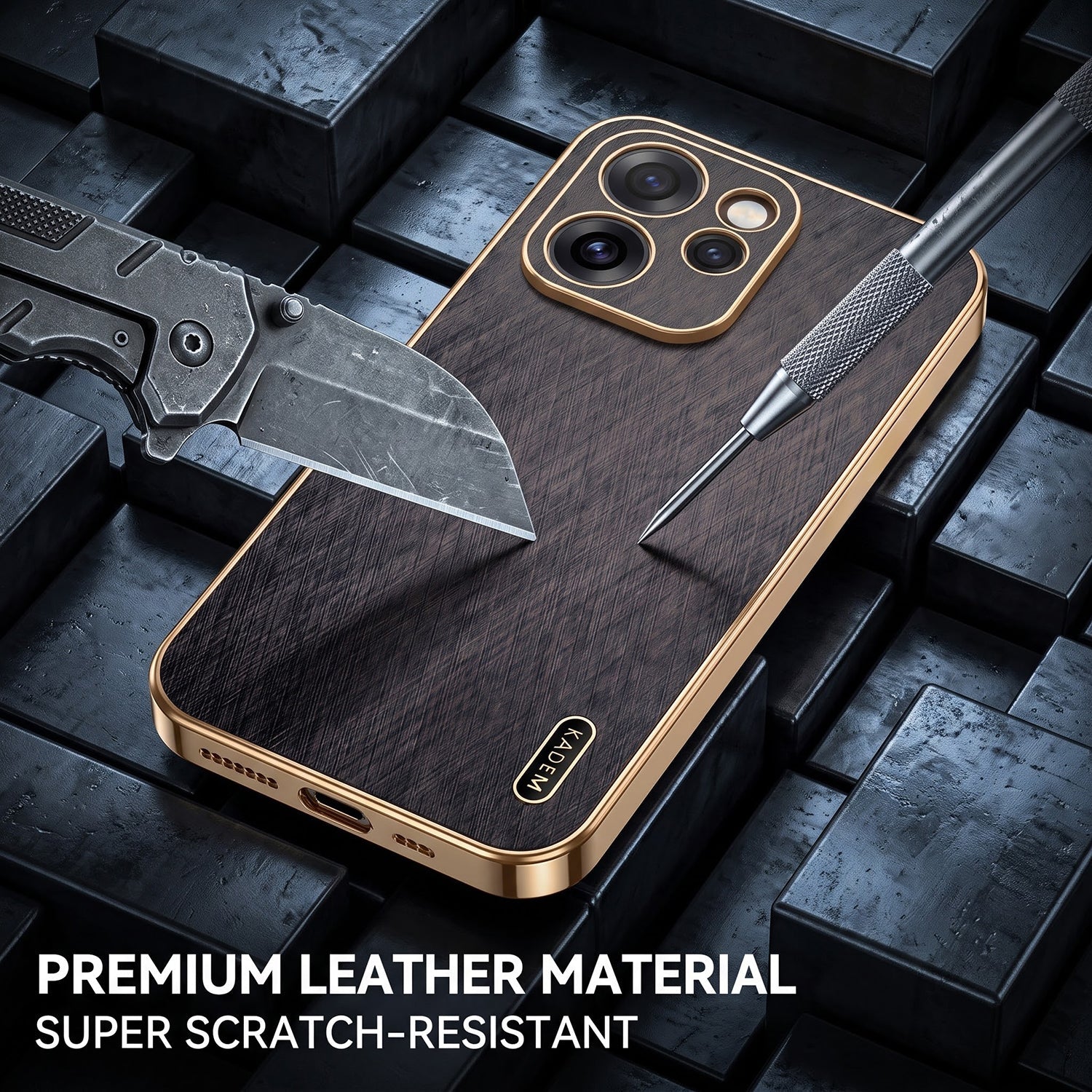 Oppo Reno 15 Pro Mini 5G Premium Electroplated Frame Gold Thread Pattern Soft Case
