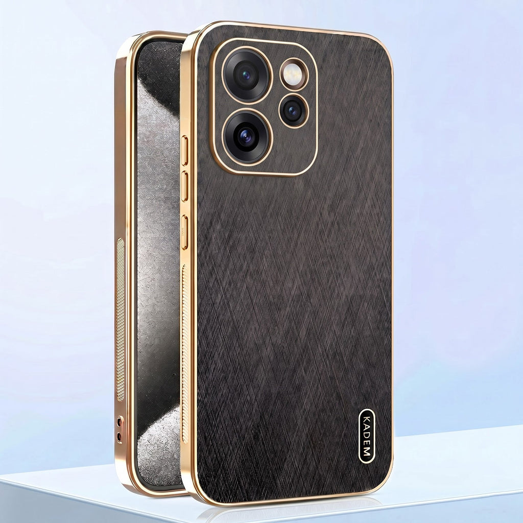 Oppo Reno 15 Pro Mini 5G Premium Electroplated Frame Gold Thread Pattern Soft Case