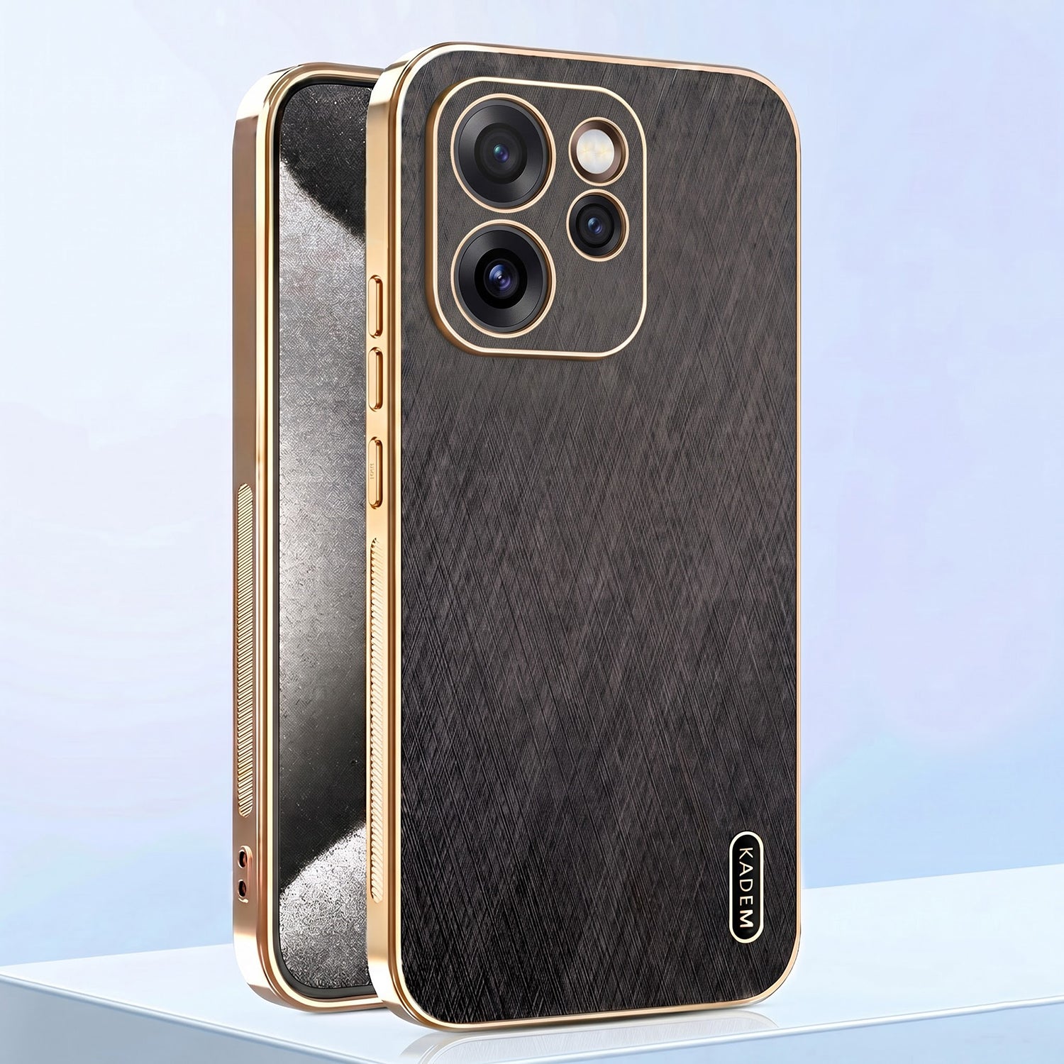 Oppo Reno 15 Pro Mini 5G Premium Electroplated Frame Gold Thread Pattern Soft Case
