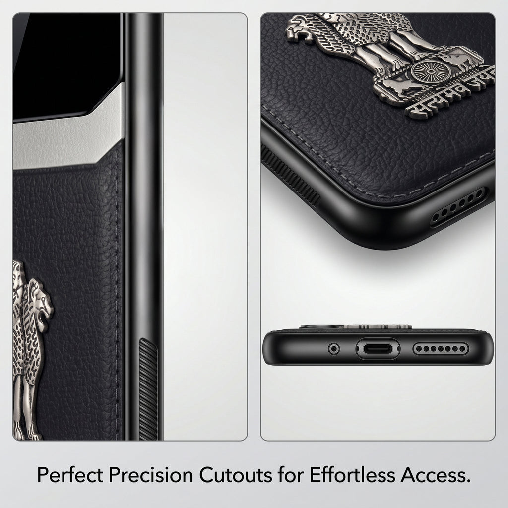 Galaxy A56 5G Satyamev Jayate 3D Metal Leather Back Case