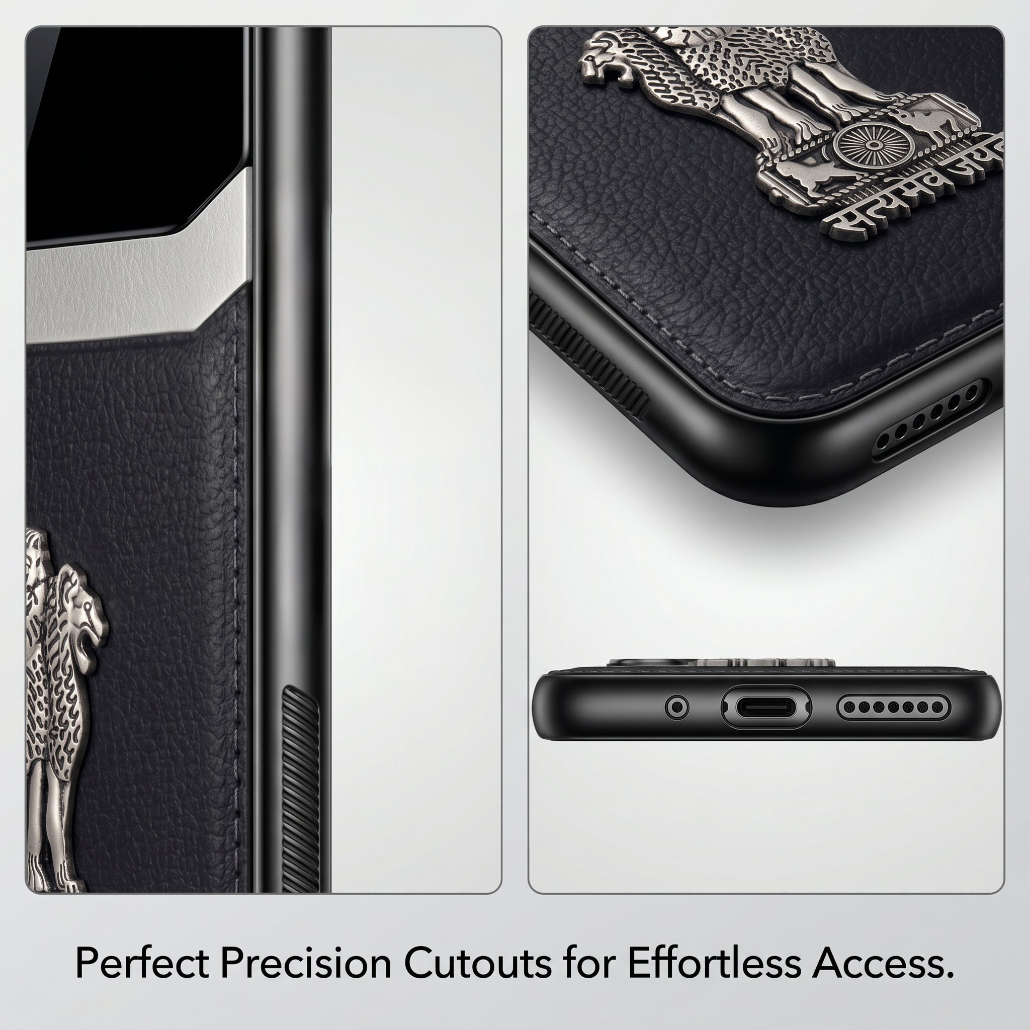 Galaxy A16 5G Satyamev Jayate 3D Metal Leather Back Case