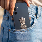 Samsung Galaxy A55 5G Compatible Satyamev Jayate 3D Metal Emblem Sticker