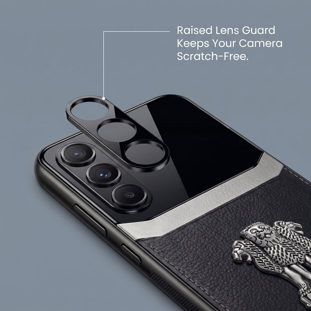 Galaxy A16 5G Satyamev Jayate 3D Metal Leather Back Case