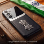 Galaxy M56 5G Satyamev Jayate 3D Metal Leather Back Case