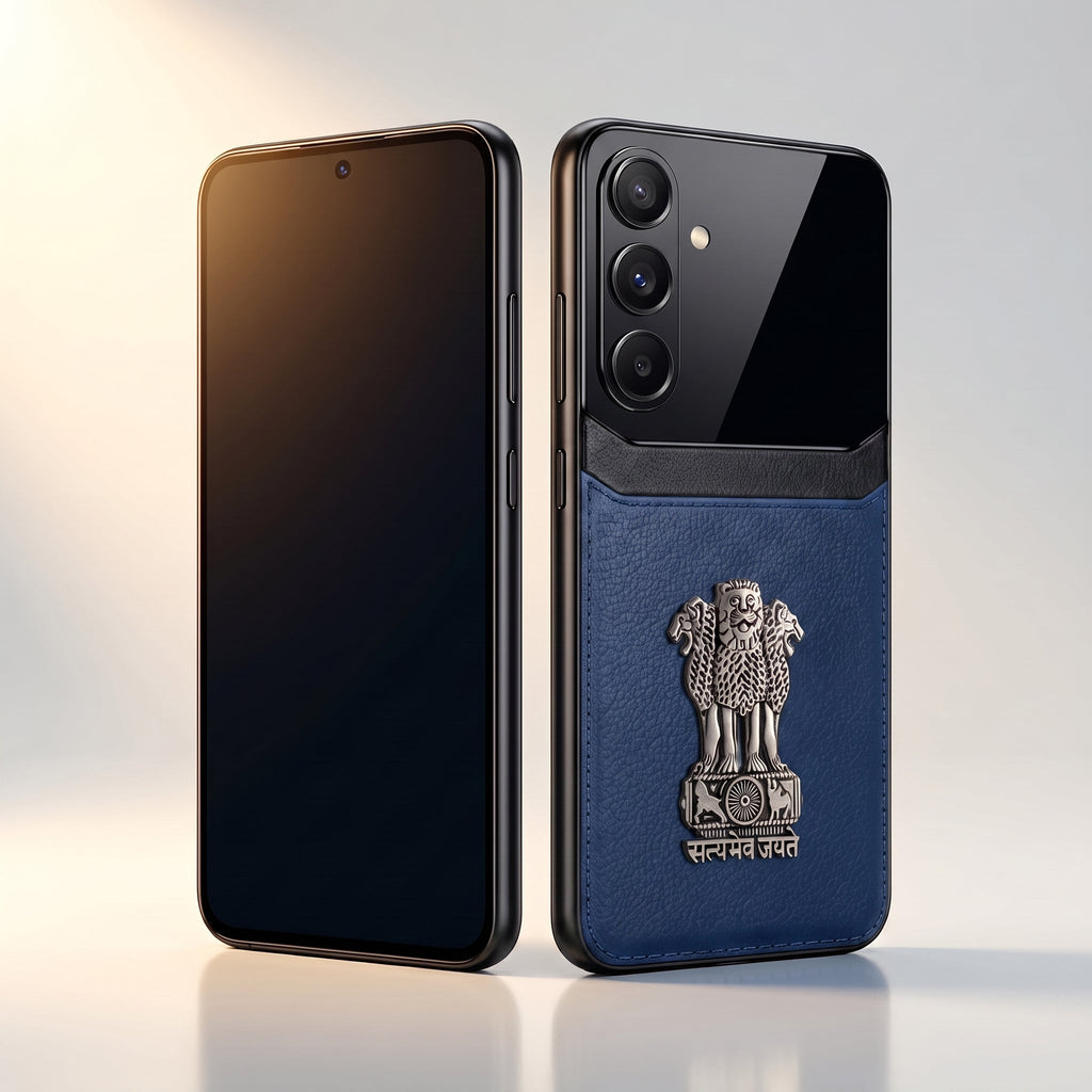Galaxy A16 5G Satyamev Jayate 3D Metal Leather Back Case