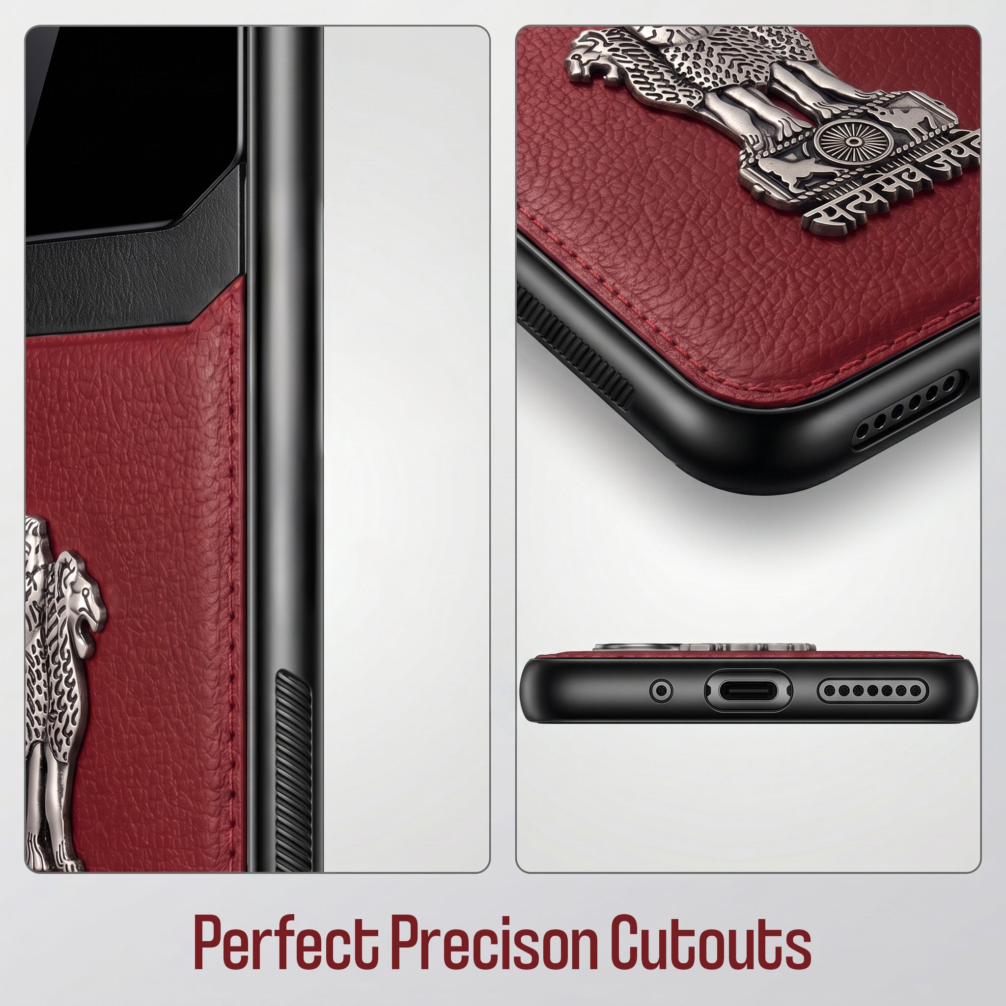 Galaxy M56 5G Satyamev Jayate 3D Metal Leather Back Case