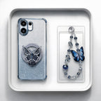 Vivo V60 5G Shockproof Shimmer Butterfly Stand Case with Charm Strap
