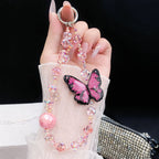 Vivo V60 5G Premium Leather Lens Butterfly Stand Case with Charm Strap